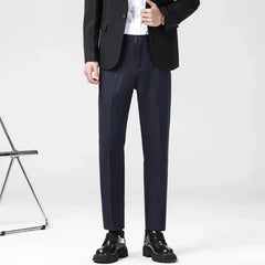 Men Fashion Casual Pants Male Classic Business Straight Narrow Leg Slacks Trousers
