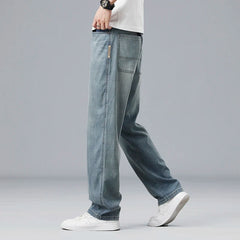 Summer Ultra-thin Lyocell Men's Jeans Drape Soft Fabric Loose Straight Casual Denim