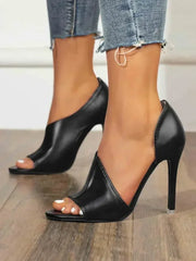 Women Pumps Shoes Open Toed Heels High Black Sexy Peep Toe Ladies Talon Femme 735