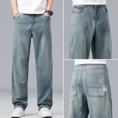 Summer Ultra-thin Lyocell Men's Jeans Drape Soft Fabric Loose Straight Casual Denim
