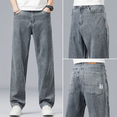 Summer Ultra-thin Lyocell Men's Jeans Drape Soft Fabric Loose Straight Casual Denim
