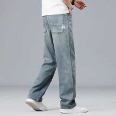 Summer Ultra-thin Lyocell Men's Jeans Drape Soft Fabric Loose Straight Casual Denim