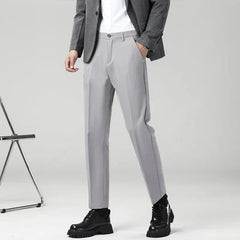 Men Fashion Casual Pants Male Classic Business Straight Narrow Leg Slacks Trousers