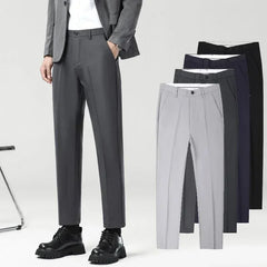 Men Fashion Casual Pants Male Classic Business Straight Narrow Leg Slacks Trousers