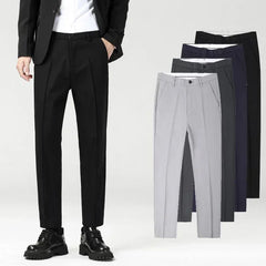 Men Fashion Casual Pants Male Classic Business Straight Narrow Leg Slacks Trousers