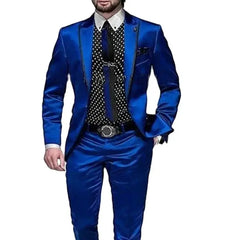 Royal Blue Men Suits Chic Prom Party 2 Piece Jacket Pants Peak Lapel Single Breasted