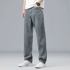 Summer Ultra-thin Lyocell Men's Jeans Drape Soft Fabric Loose Straight Casual Denim