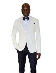 Men's 2 Pieces Slim Fit Wedding Formal Groom Tuxedos Two Buttons White Jacket
