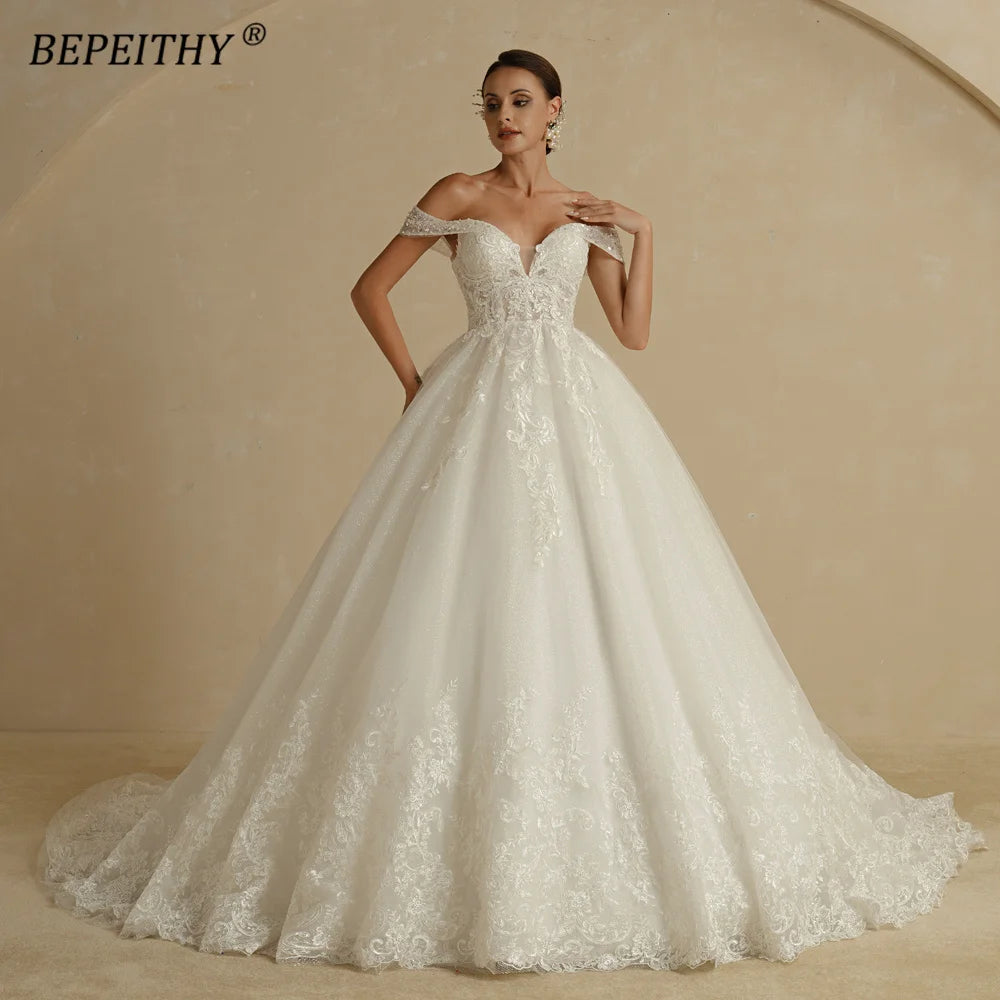 Sweetheart Wedding Dress For Women Ivory Glitter Sleeveless