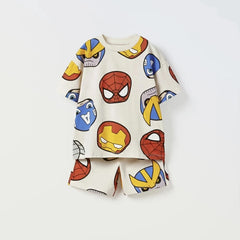 Children's Summer Short Sleeved Set Cartoon T-shirt Shorts Two-piece