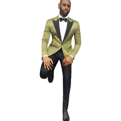 Men's Slim Fit 2 Piece Suit One Button Peak Lapel Casual Formal Wedding Tuxedo