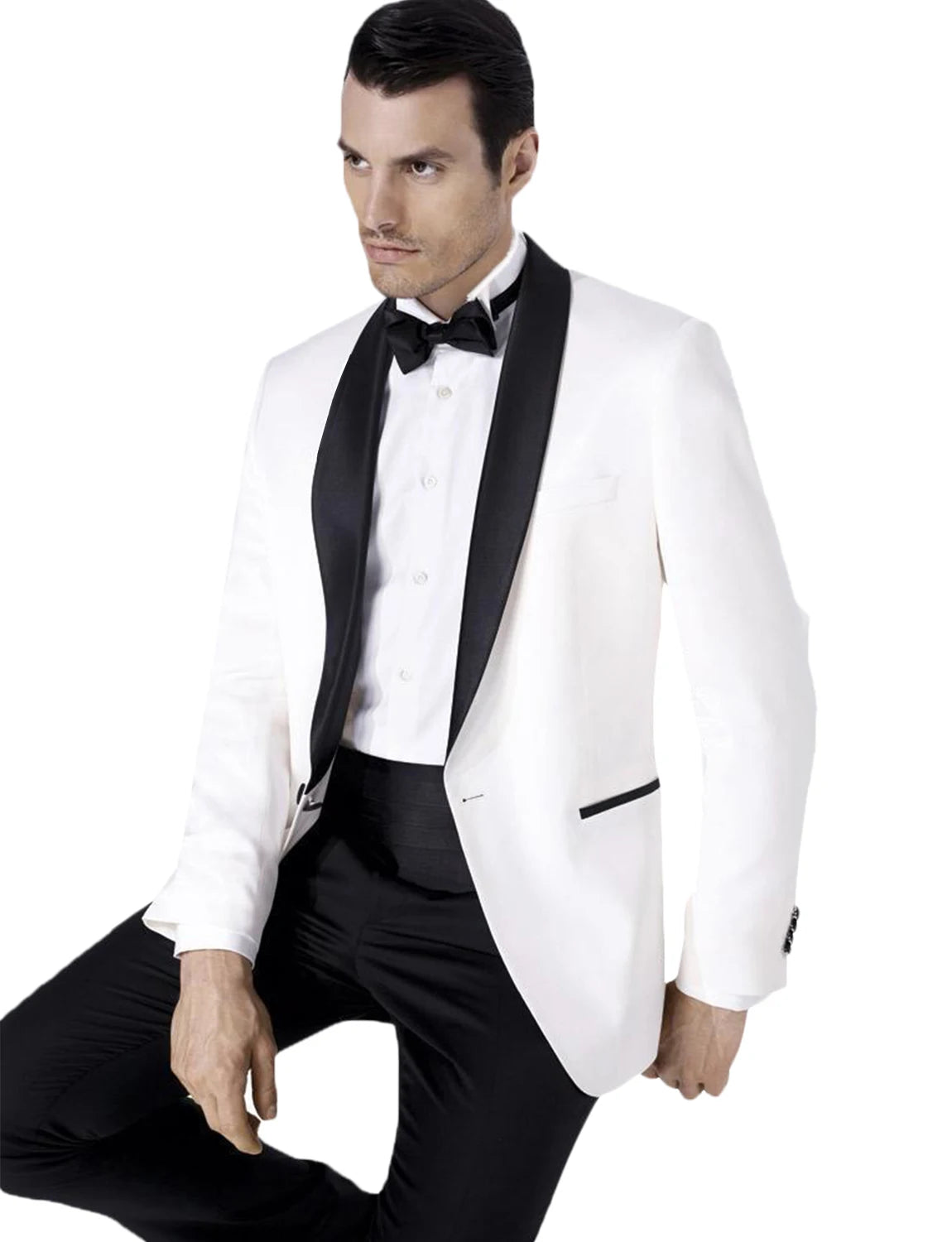 Men's Solid Suit Shawl Lapel One Button Tuxedo Jacket Pants Set