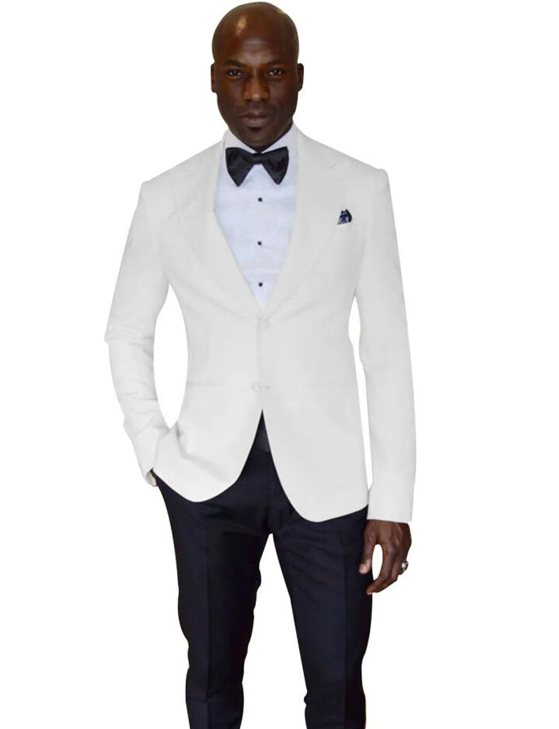 Men's 2 Pieces Slim Fit Wedding Formal Groom Tuxedos Two Buttons White Jacket
