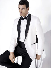 Men's Solid Suit Shawl Lapel One Button Tuxedo Jacket Pants Set